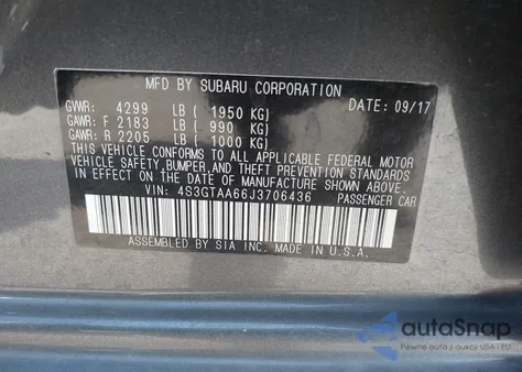 2018 Subaru Impreza 2.0I z USA, uszkodzony, nr VIN 4S3GTAA66J3706436